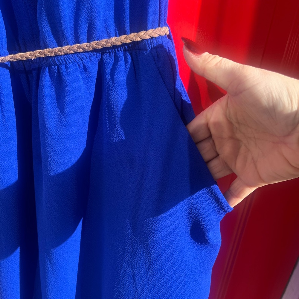 Vibrant Blue Ruffle Dress - Picture 2 of 3